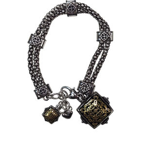 Brighton Bracelet Silver & Gold Tone Classic Charm Chunky Chain Stations Elegant